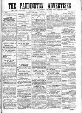 cover page of Paddington Advertiser published on June 25, 1864