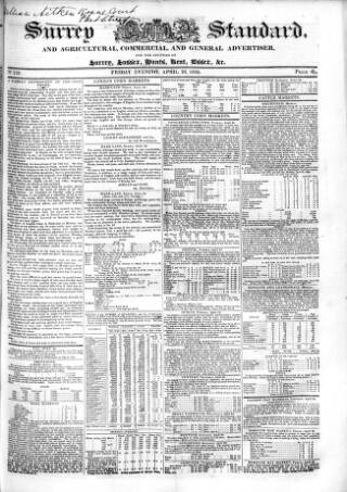 cover page of Surrey & Middlesex Standard published on April 26, 1839