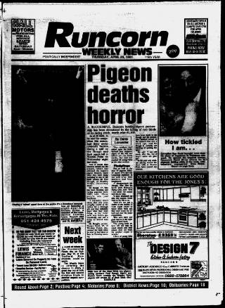 cover page of Runcorn Weekly News published on April 25, 1991