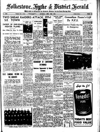 cover page of Folkestone, Hythe, Sandgate & Cheriton Herald published on April 25, 1942