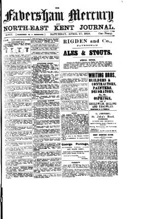 cover page of Faversham Times and Mercury and North-East Kent Journal published on April 27, 1918