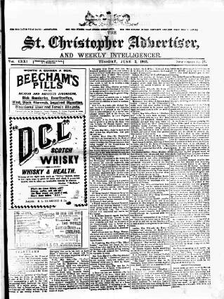 cover page of Saint Christopher Advertiser and Weekly Intelligencer published on June 2, 1903