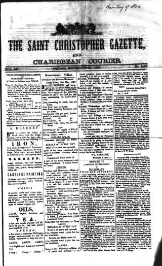 cover page of St. Christopher Gazette published on November 29, 1878