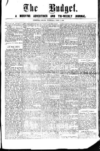 cover page of Budget (Jamaica) published on June 3, 1886