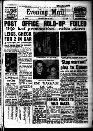 cover page of Leicester Evening Mail published on April 23, 1960