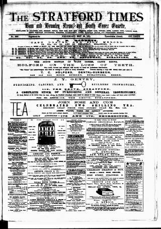 cover page of Stratford Times and South Essex Gazette published on May 25, 1881