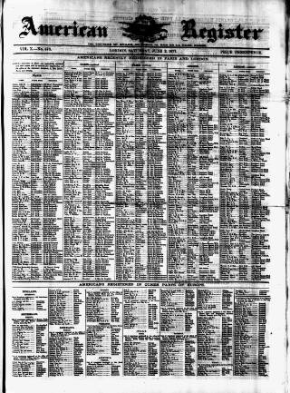 cover page of American Register published on June 2, 1877