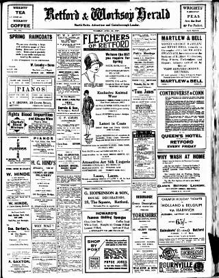 cover page of Retford and Worksop Herald and North Notts Advertiser published on April 23, 1929