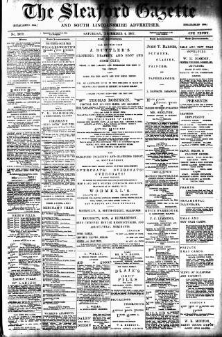 cover page of Sleaford Gazette published on December 4, 1897