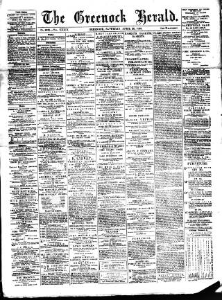 cover page of Greenock Herald published on April 26, 1890