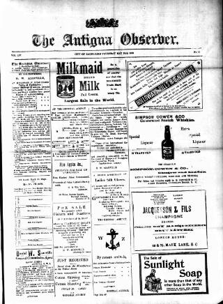cover page of Antigua Observer published on May 25, 1899