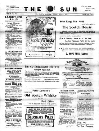 cover page of Sun (Antigua) published on June 2, 1911