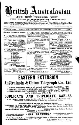 cover page of British Australasian published on June 2, 1898