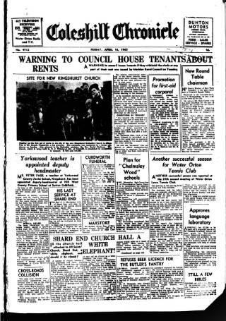 cover page of Coleshill Chronicle published on April 16, 1965