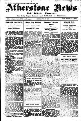 cover page of Atherstone News and Herald published on April 23, 1943