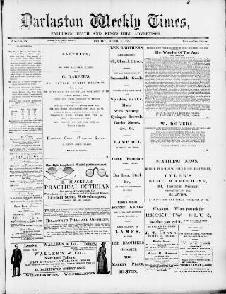 cover page of Darlaston Weekly Times published on April 1, 1887