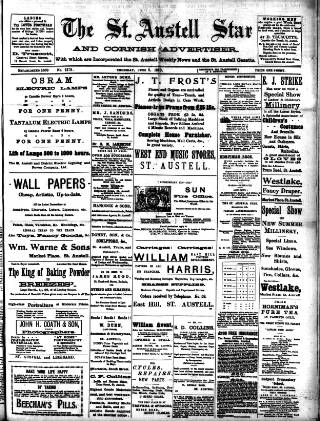 cover page of St. Austell Star published on June 2, 1910