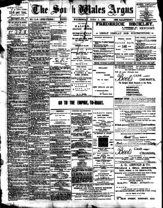 cover page of South Wales Argus published on June 2, 1897