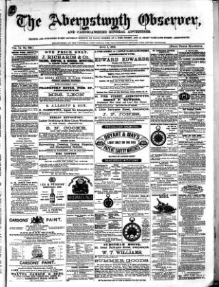 cover page of Aberystwyth Observer published on June 1, 1872