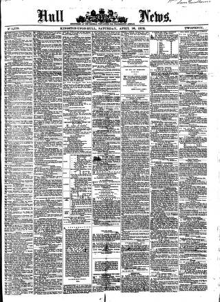 cover page of Hull Daily News published on April 26, 1873