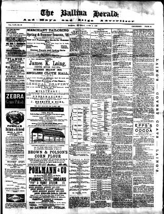 cover page of Ballina Herald and Mayo and Sligo Advertiser published on June 2, 1892