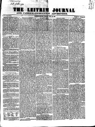 cover page of Leitrim Journal published on April 26, 1862