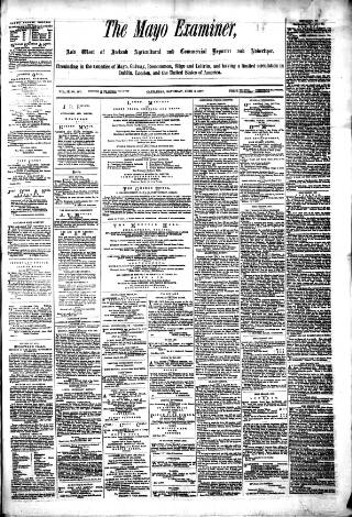 cover page of Mayo Examiner published on June 2, 1877