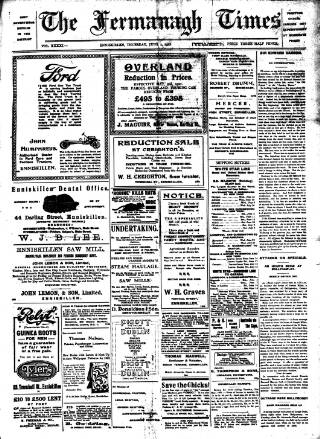 cover page of Fermanagh Times published on June 2, 1921