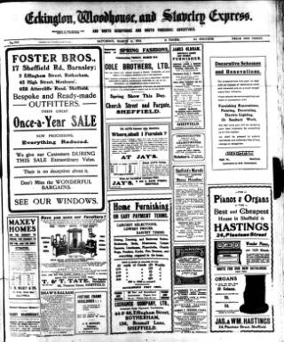 cover page of Eckington, Woodhouse and Staveley Express published on March 4, 1911
