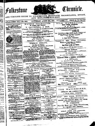 cover page of Folkestone Chronicle published on April 17, 1875