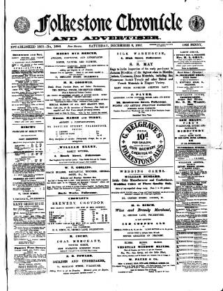 cover page of Folkestone Chronicle published on December 3, 1887
