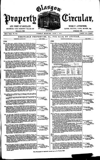 cover page of Glasgow Property Circular and West of Scotland Weekly Advertiser published on June 2, 1891