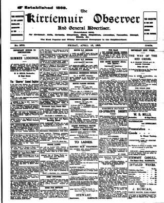 cover page of Kirriemuir Observer and General Advertiser published on April 16, 1915