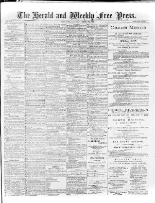 cover page of Weekly Free Press and Aberdeen Herald published on April 25, 1885