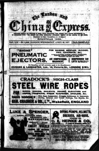 cover page of London and China Express published on April 25, 1917