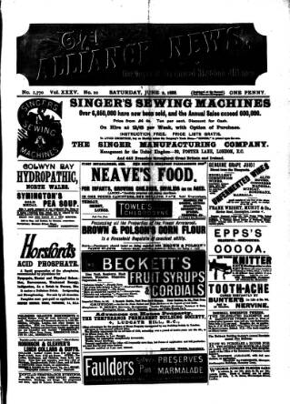 cover page of Alliance News published on June 2, 1888