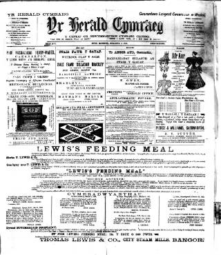 cover page of Herald Cymraeg published on December 3, 1895