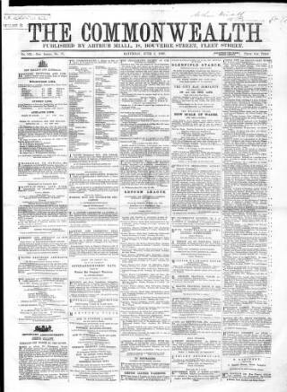 cover page of British Miner and General Newsman published on June 2, 1866