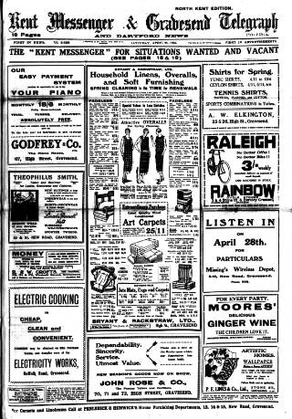 cover page of Kent Messenger & Gravesend Telegraph published on April 25, 1925