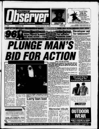 cover page of Dunmow Observer published on November 28, 1996