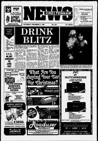 cover page of Cheltenham News published on December 3, 1987