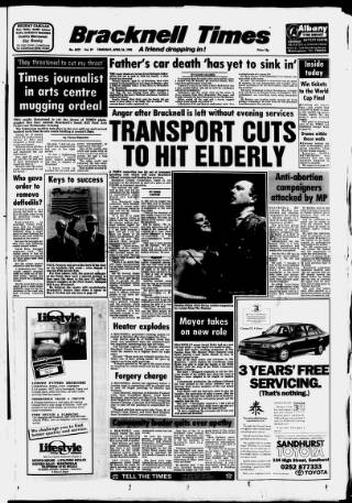 cover page of Bracknell Times published on April 26, 1990