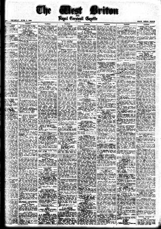 cover page of West Briton and Cornwall Advertiser published on June 2, 1960