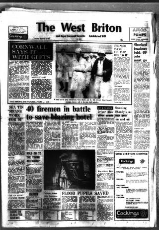 cover page of West Briton and Cornwall Advertiser published on December 3, 1981