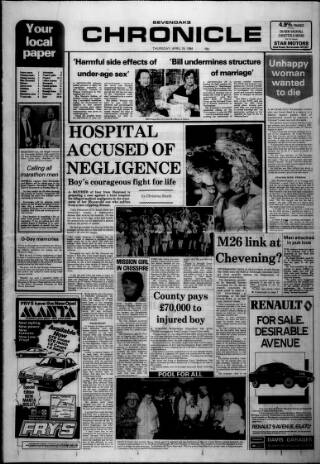 cover page of Sevenoaks Chronicle and Kentish Advertiser published on April 19, 1984