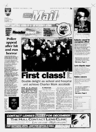 cover page of Hull Daily Mail published on December 2, 1996