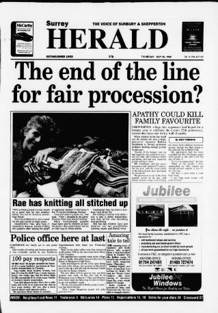 cover page of Sunbury & Shepperton Herald published on May 28, 1998