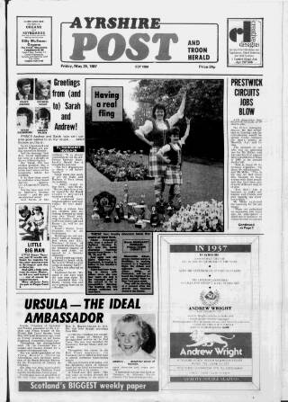 cover page of Ayrshire Post published on May 29, 1987