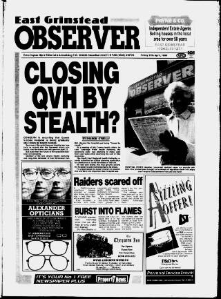 cover page of East Grinstead Observer published on April 20, 1990