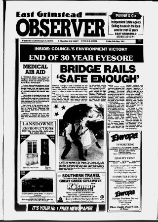cover page of East Grinstead Observer published on May 24, 1991